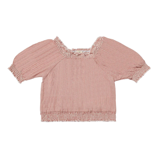 Julie Smocked Blouse – Red Stripe