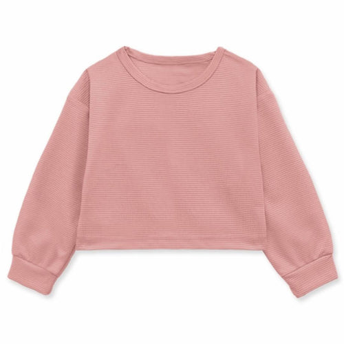 Girl's Long Sleeve Pullover Crop Top