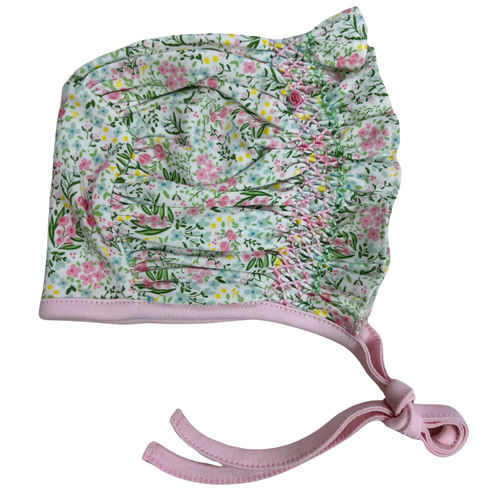 Mya Floral Hand Smocked Pima Bonnet