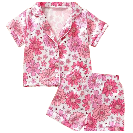 Groovy Floral Satin Pajama Set