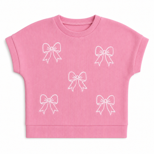 Pink Bow Embroidered Sweater