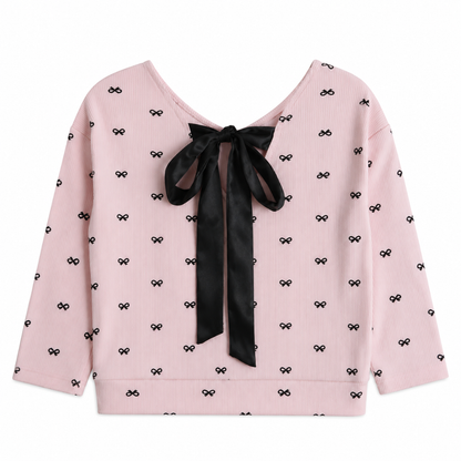 Pink Kirsten Black Bow Sweater