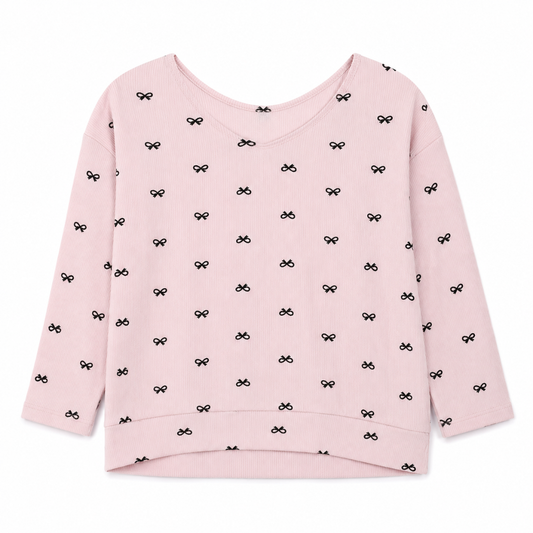 Pink Kirsten Black Bow Sweater