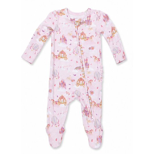 Princess, Unicorns, and Castle Ruffle Back two Way Footie