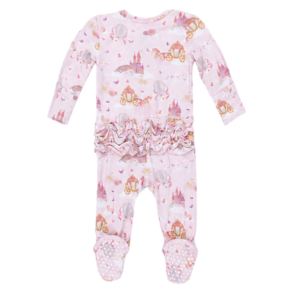 Princess, Unicorns, and Castle Ruffle Back two Way Footie