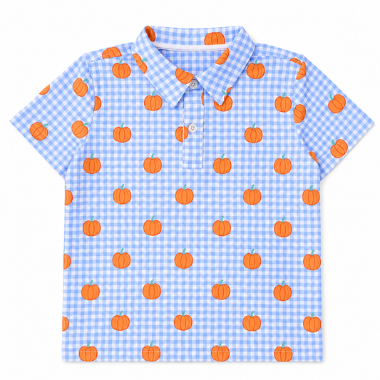 Pumpkin Patch Gingham Performance Polo