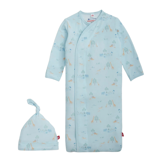 Serene Safari Blue Modal Gown + Hat