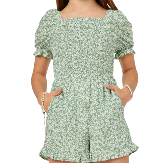 Ditsy Floral Puff Sleeve Romper