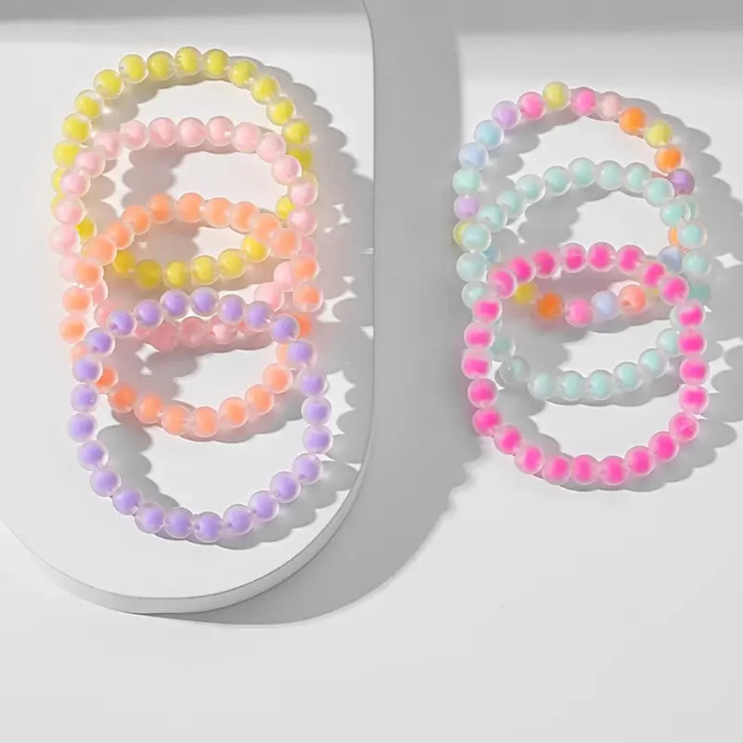 7 Piece Pastel Translucent Bracelet Set