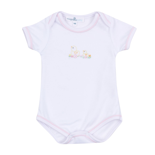 Vintage Duckie Pulltoy Onesie - Light Pink