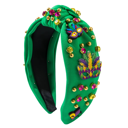 Mardi Gras Vintage Beaded Knot Headbands (3 Colors)