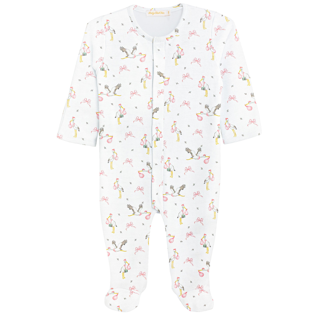 Welcome Baby Pink Printed Pima Footie