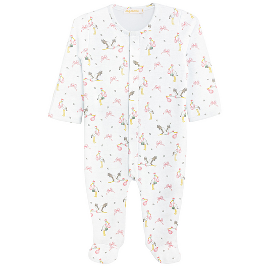 Welcome Baby Pink Printed Pima Footie