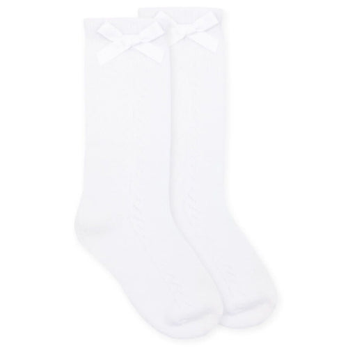 Pointelle Bow Knee High Socks